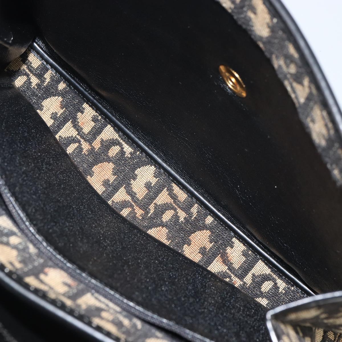 Christian Dior Trotter Canvas Shoulder Bag Navy Gold Auth 168551