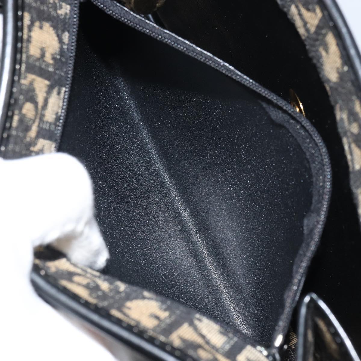 Christian Dior Trotter Canvas Shoulder Bag Navy Gold Auth 168551