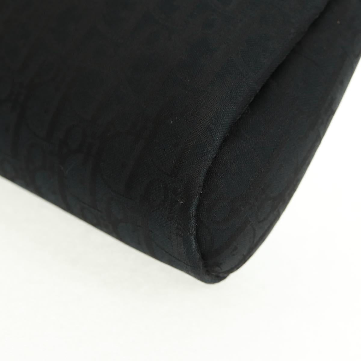 Christian Dior Trotter Canvas Pouch Black Gold Auth 168552