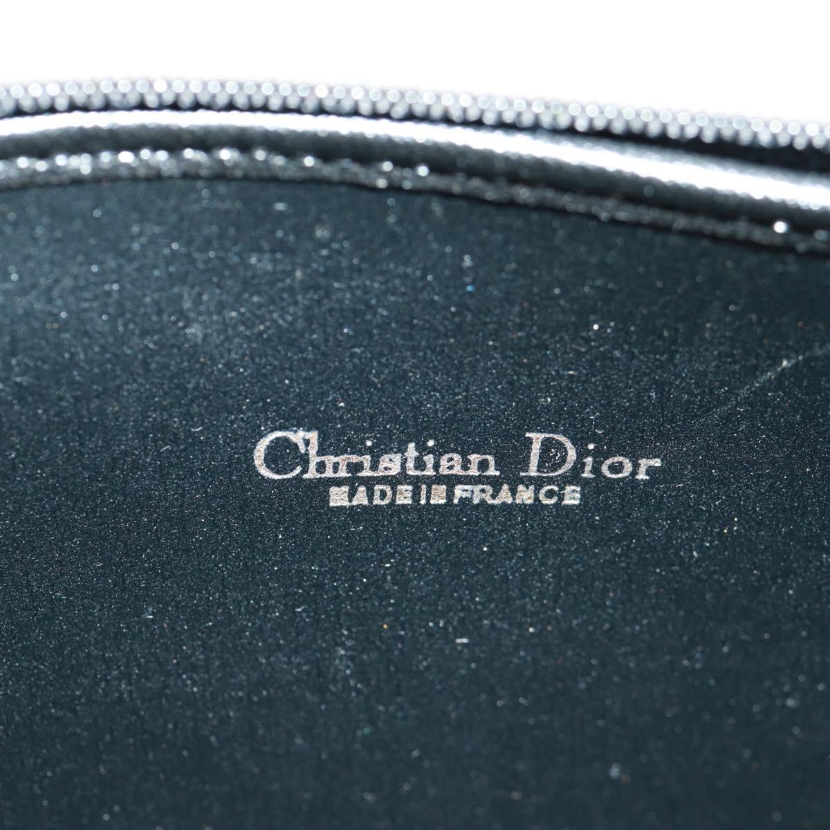 Christian Dior Trotter Canvas Pouch Black Gold Auth 168552