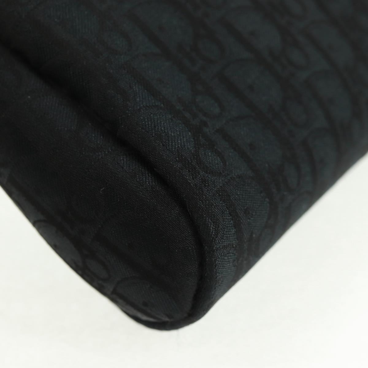 Christian Dior Trotter Canvas Pouch Black Gold Auth 168552