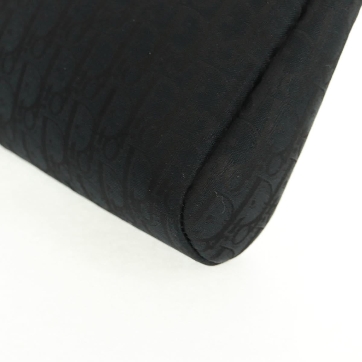 Christian Dior Trotter Canvas Pouch Black Gold Auth 168552