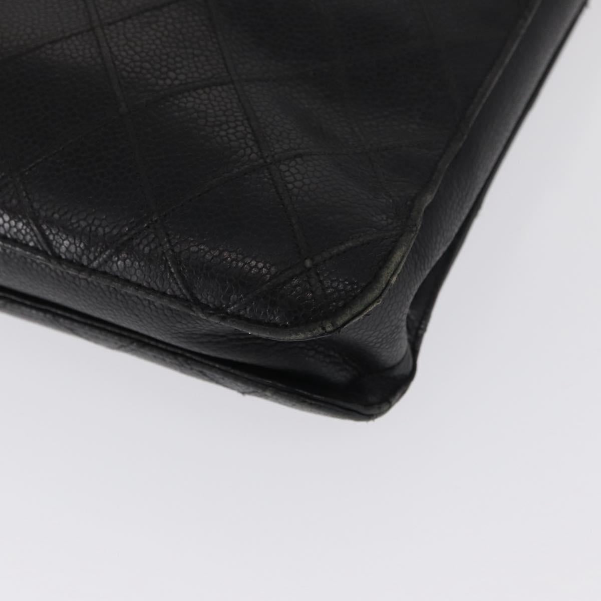 CHANEL Bicolore Business Bag Caviar Skin Black Gold CC Auth 168561