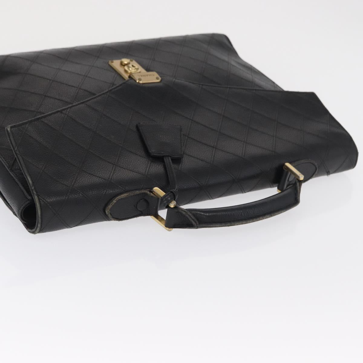 CHANEL Bicolore Business Bag Caviar Skin Black Gold CC Auth 168561