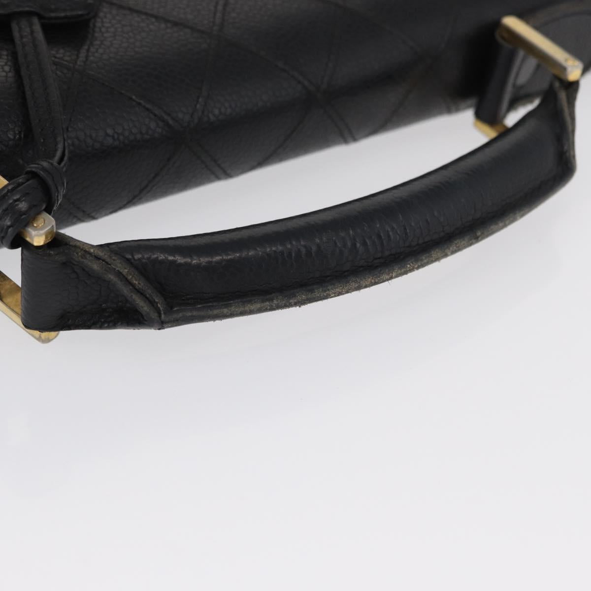 CHANEL Bicolore Business Bag Caviar Skin Black Gold CC Auth 168561