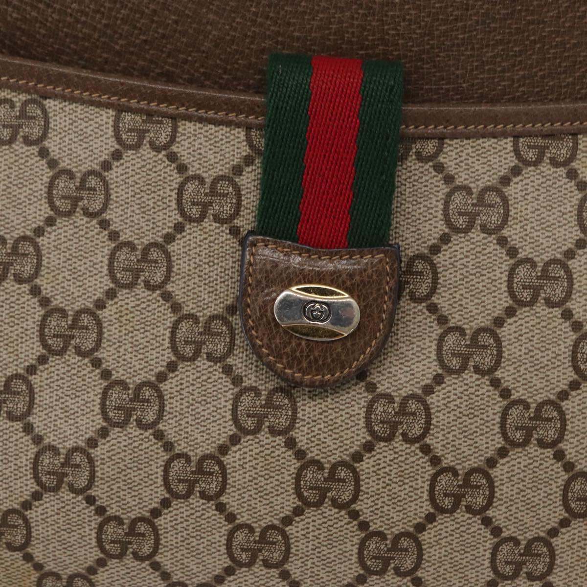 GUCCI GG Supreme Web Sherry Line Shoulder Bag PVC Beige 904 02 026 Auth 168565