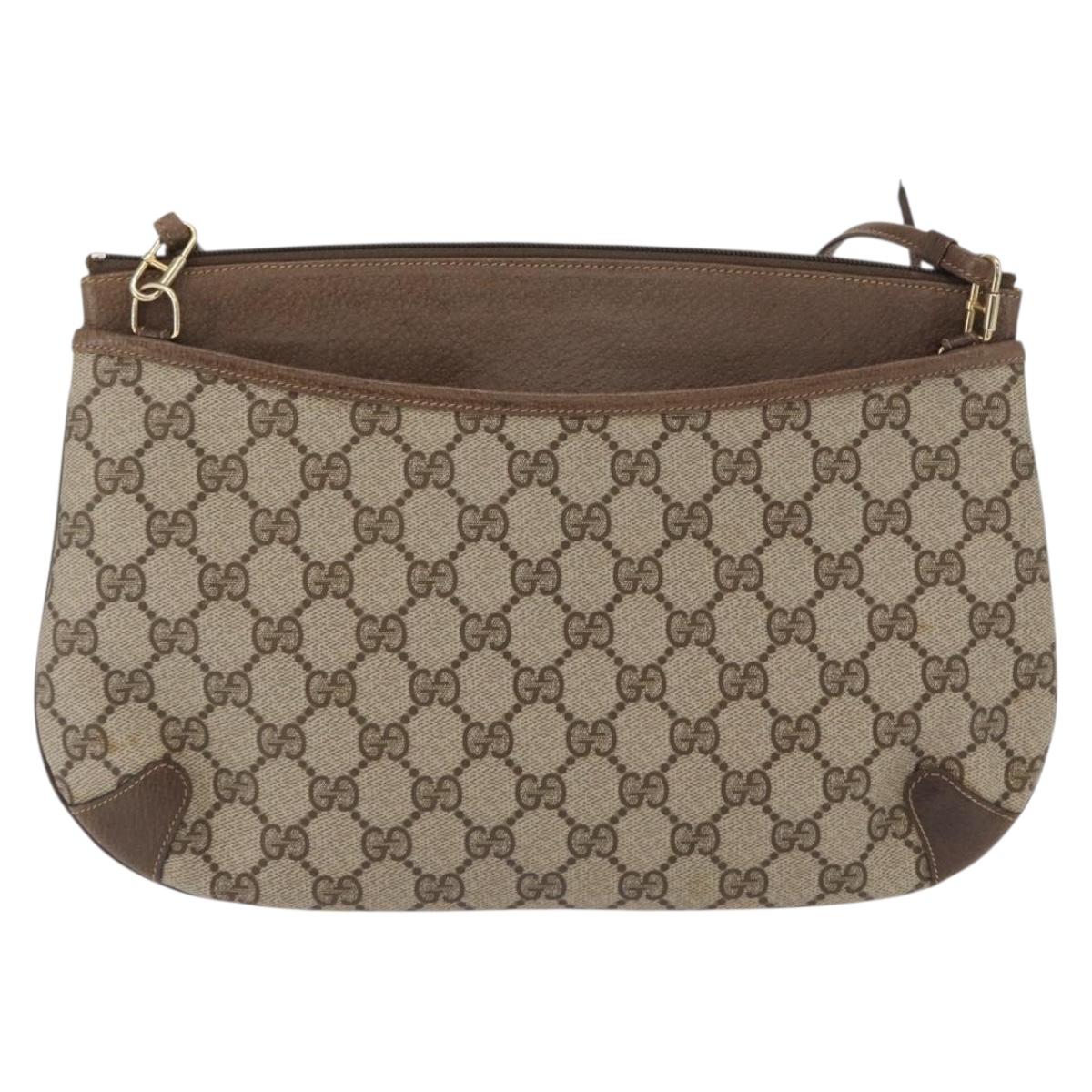 GUCCI GG Supreme Web Sherry Line Shoulder Bag PVC Beige 904 02 026 Auth 168565