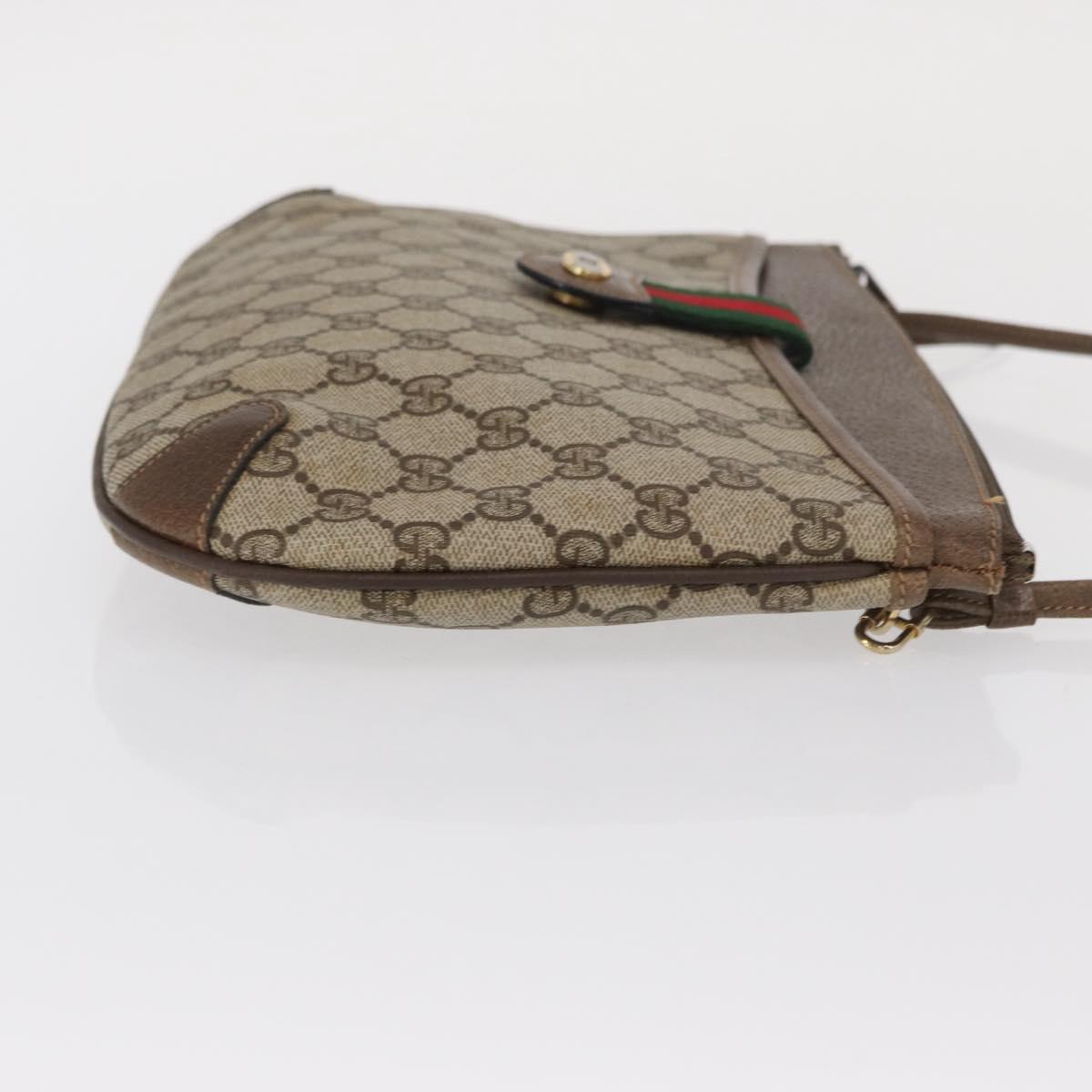 GUCCI GG Supreme Web Sherry Line Shoulder Bag PVC Beige 904 02 026 Auth 168565