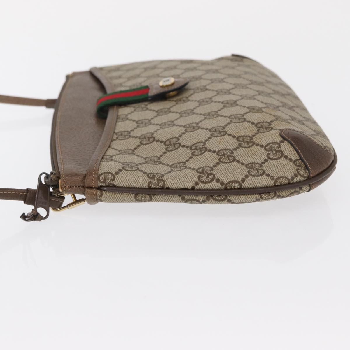 GUCCI GG Supreme Web Sherry Line Shoulder Bag PVC Beige 904 02 026 Auth 168565