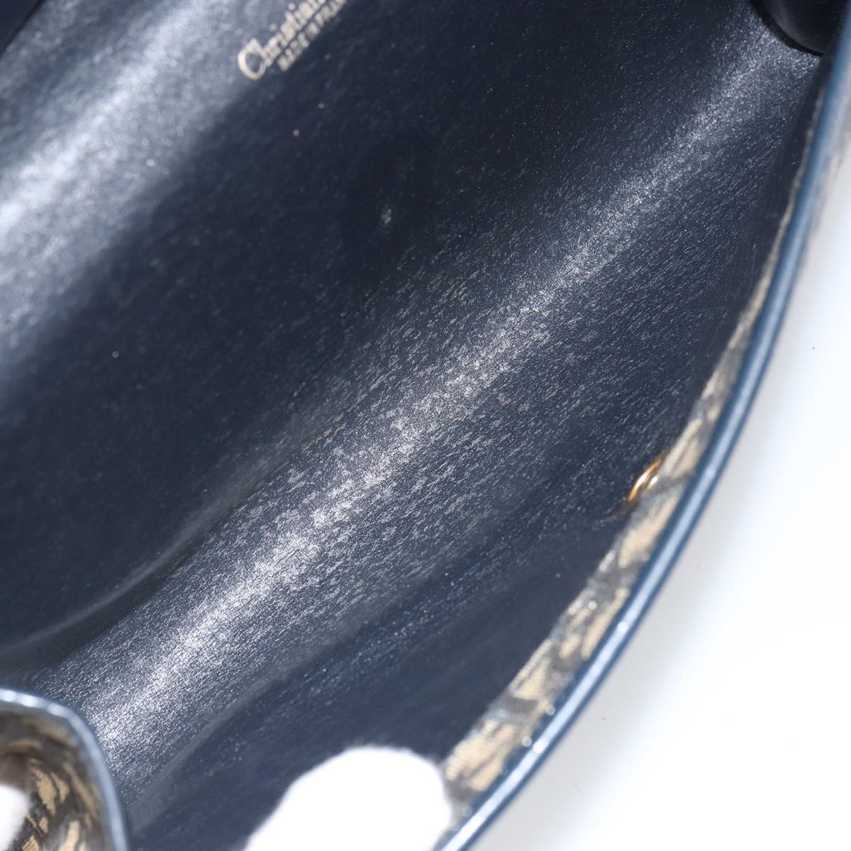 Christian Dior Chain Trotter Canvas Shoulder Bag Navy Gold Auth 168566
