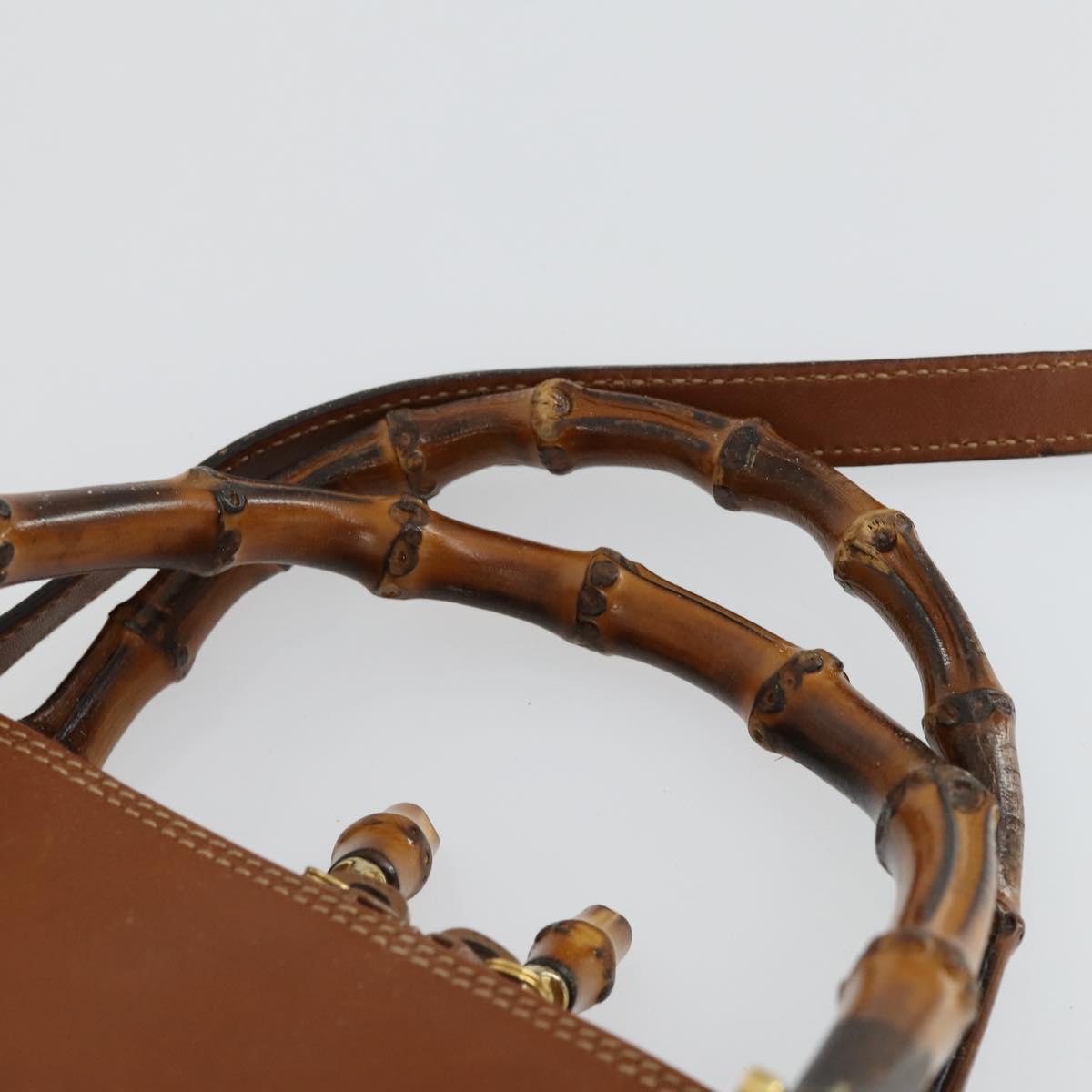 GUCCI Bamboo Hand Bag Leather 2way Brown Gold 000 122 0290 Auth 168572