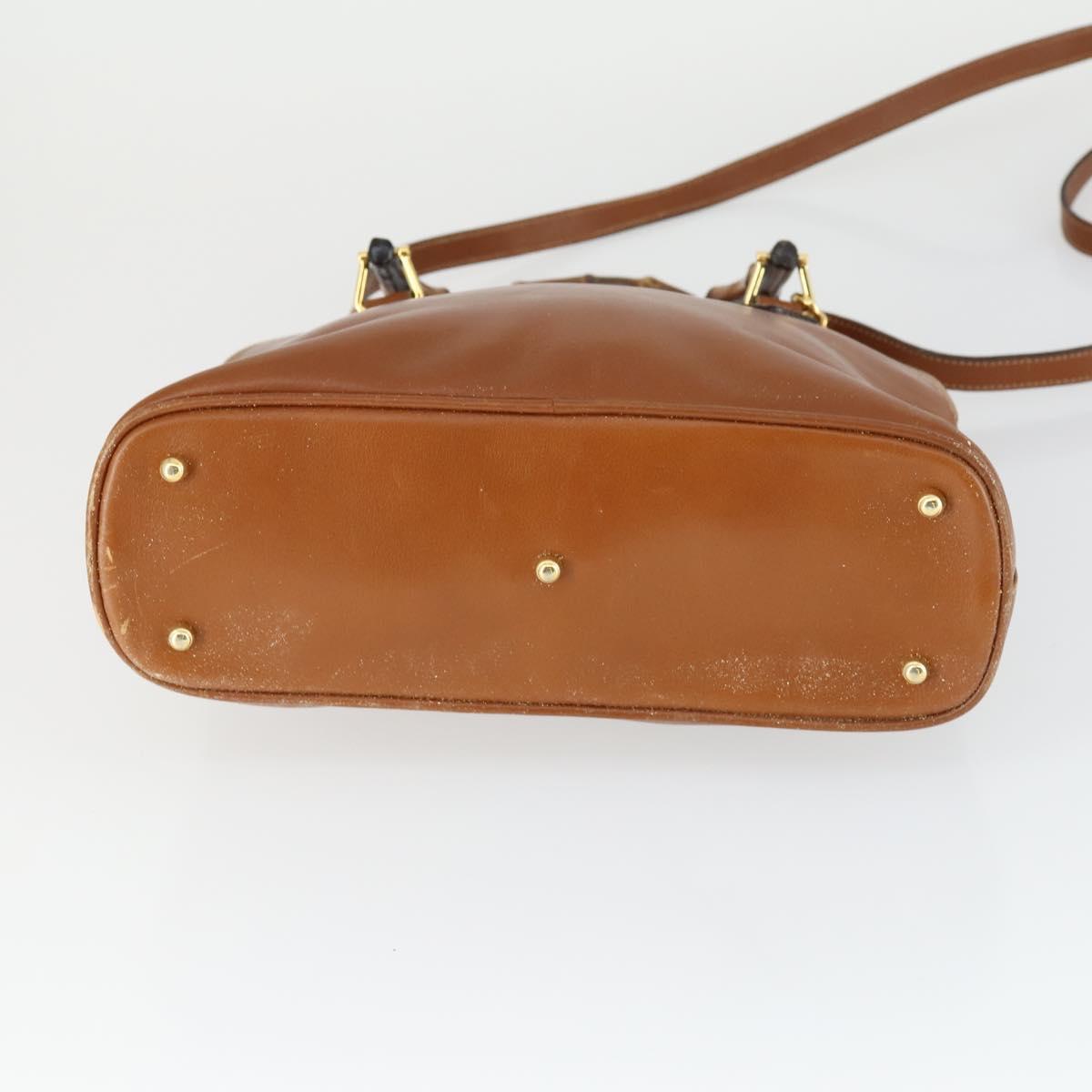 GUCCI Bamboo Hand Bag Leather 2way Brown Gold 000 122 0290 Auth 168572