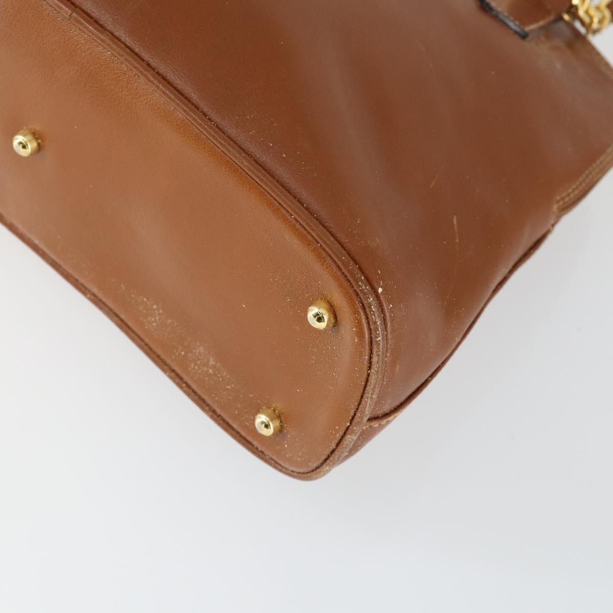 GUCCI Bamboo Hand Bag Leather 2way Brown Gold 000 122 0290 Auth 168572