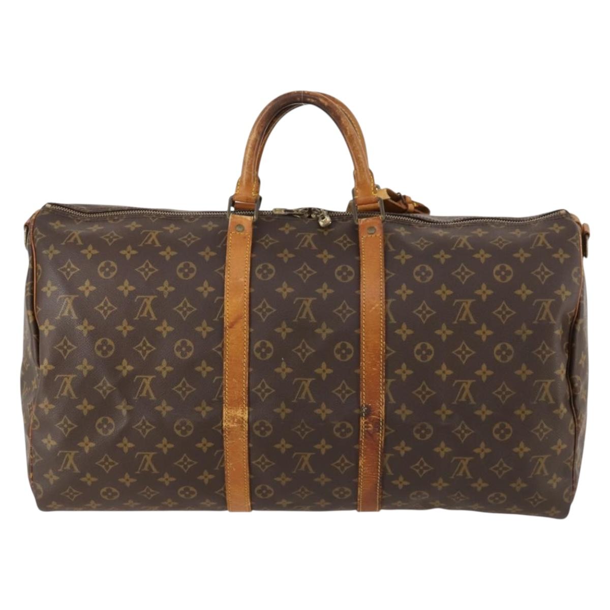 LOUIS VUITTON Monogram Keepall Bandouliere 55 Boston Bag M41414 LV Auth 168573