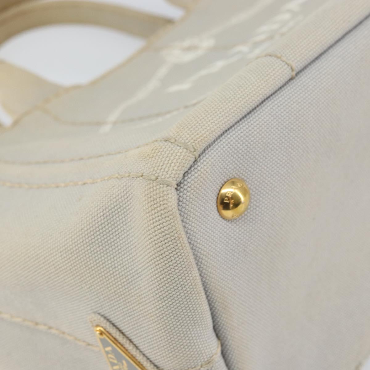 PRADA Canapa PM Hand Bag Canvas Gray Gold Auth 168587
