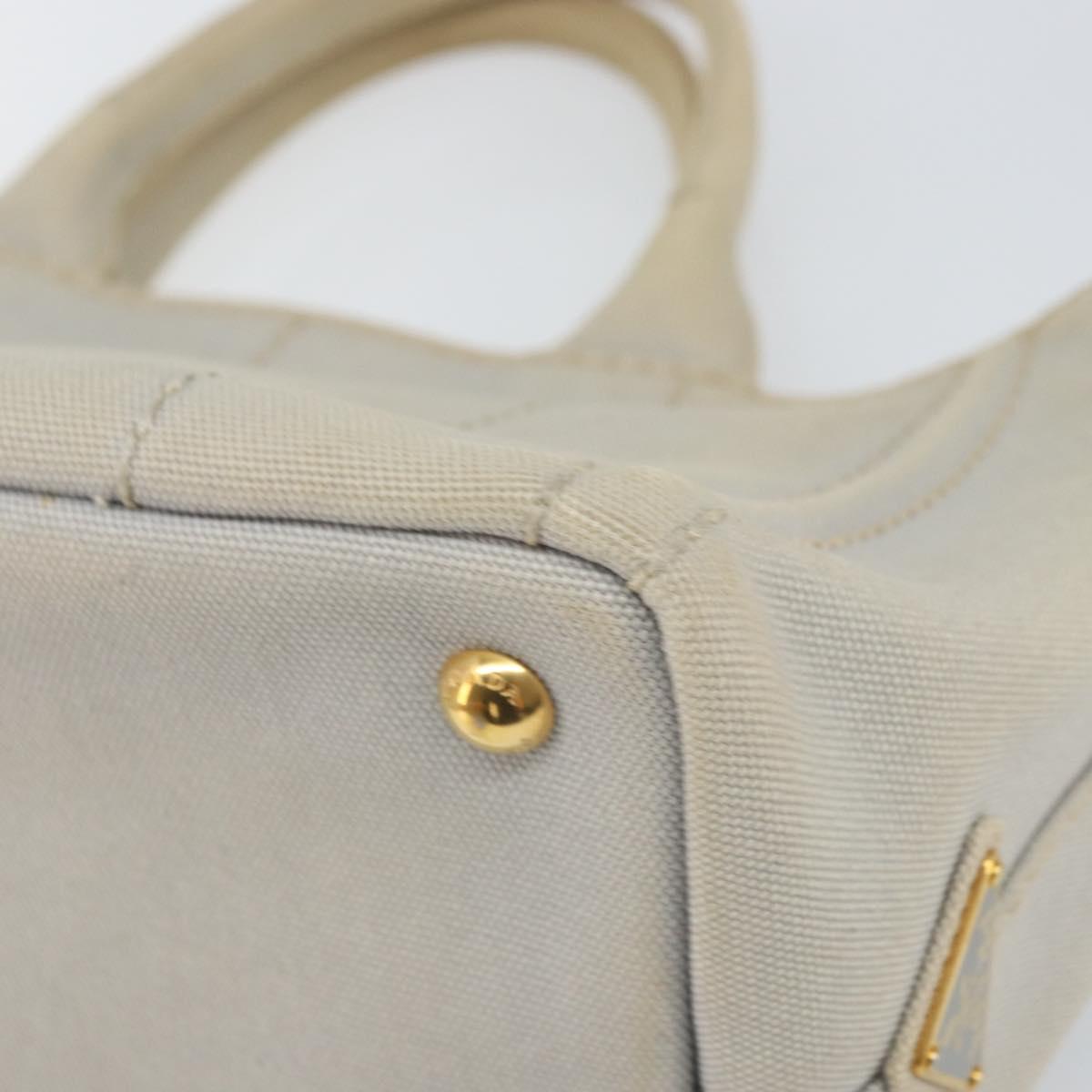 PRADA Canapa PM Hand Bag Canvas Gray Gold Auth 168587