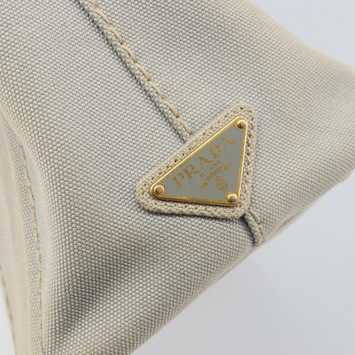 PRADA Canapa PM Hand Bag Canvas Gray Gold Auth 168587