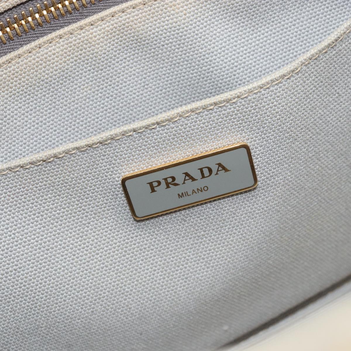 PRADA Canapa PM Hand Bag Canvas Gray Gold Auth 168587