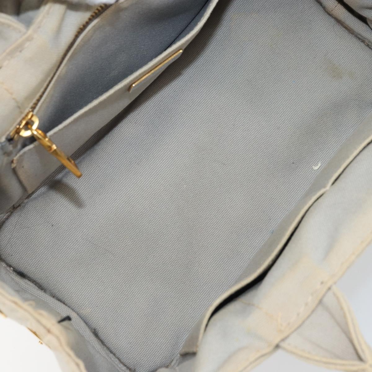 PRADA Canapa PM Hand Bag Canvas Gray Gold Auth 168587