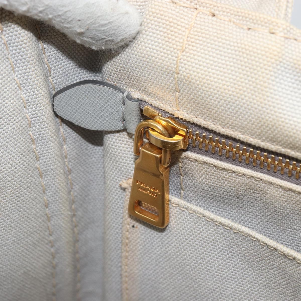 PRADA Canapa PM Hand Bag Canvas Gray Gold Auth 168587