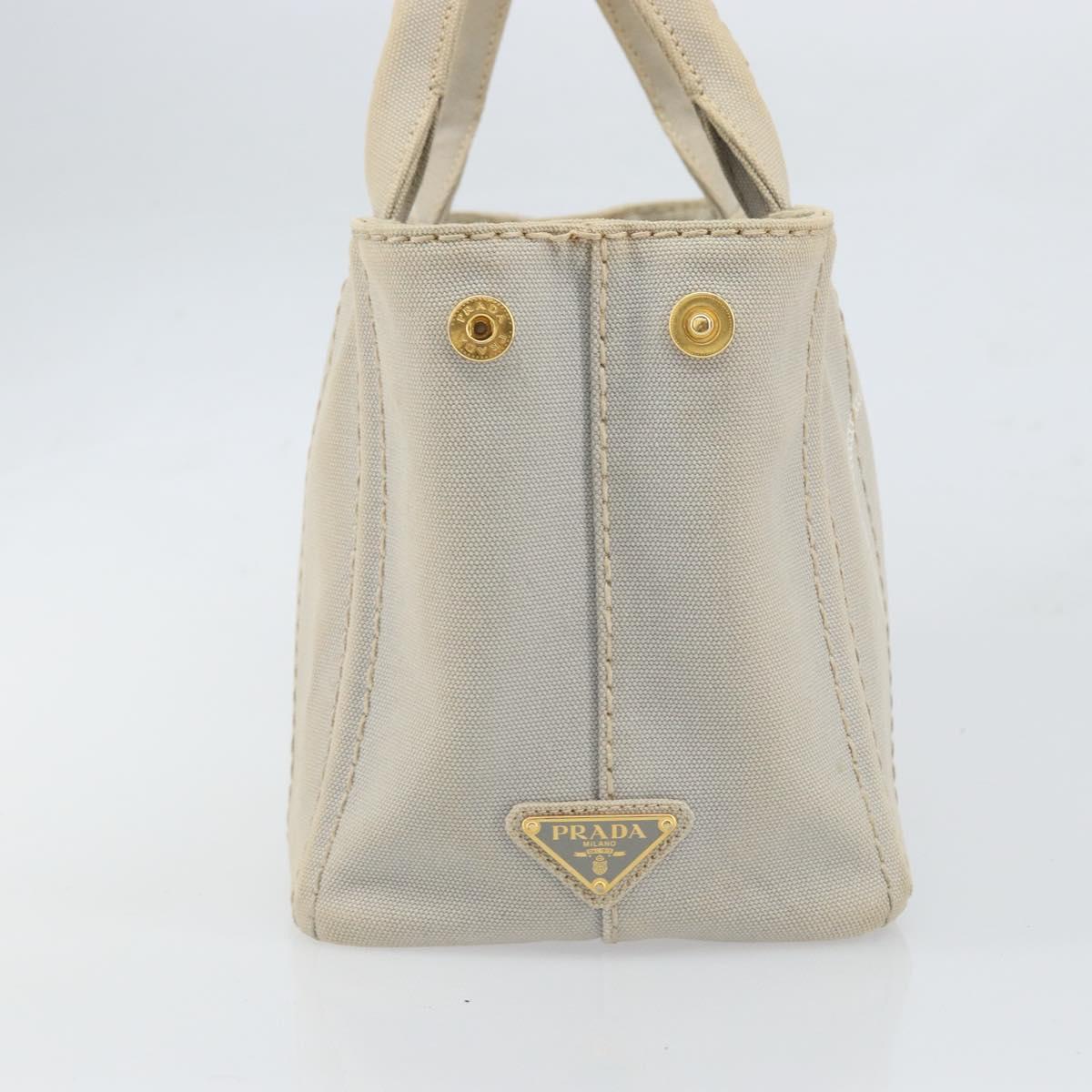 PRADA Canapa PM Hand Bag Canvas Gray Gold Auth 168587