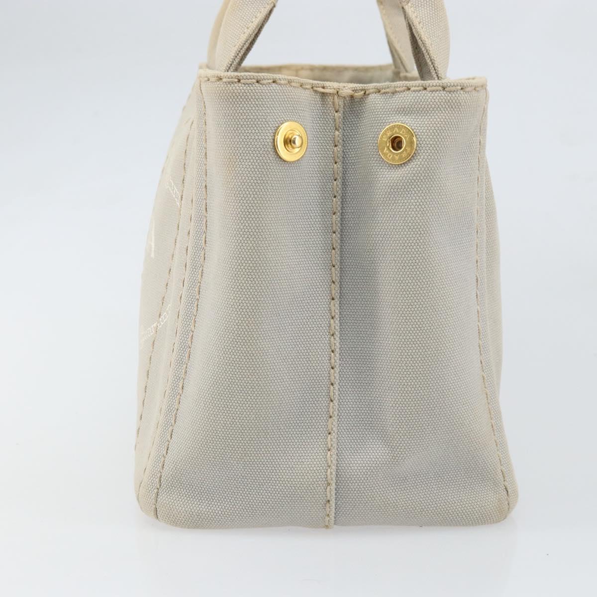 PRADA Canapa PM Hand Bag Canvas Gray Gold Auth 168587