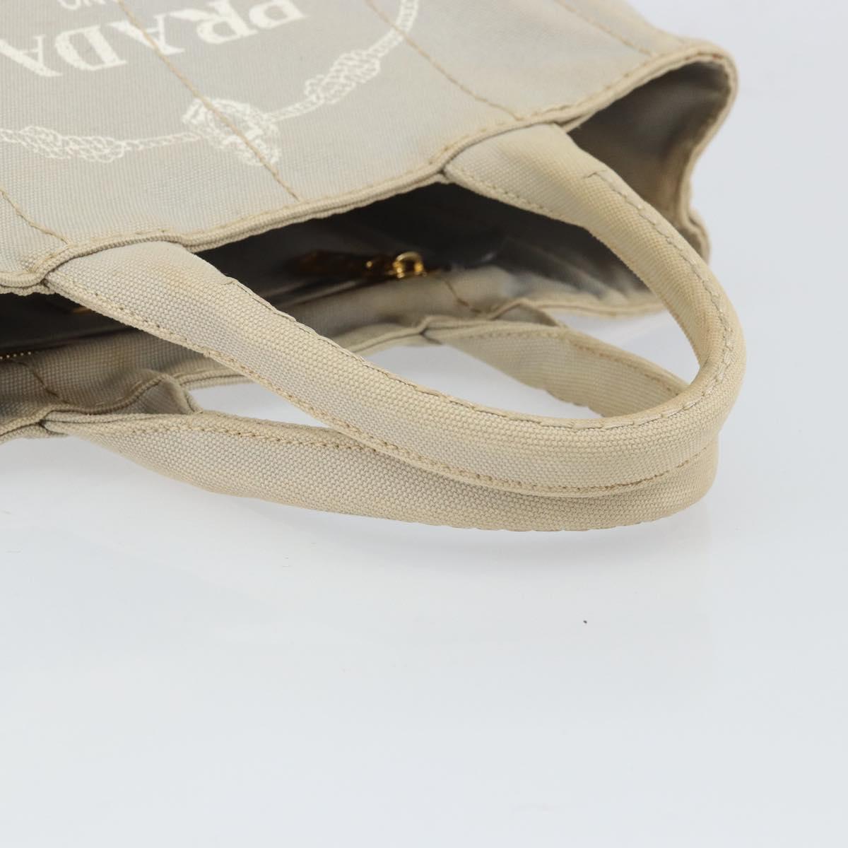 PRADA Canapa PM Hand Bag Canvas Gray Gold Auth 168587