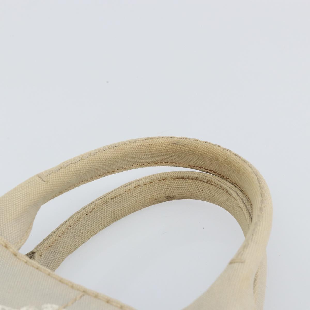 PRADA Canapa PM Hand Bag Canvas Gray Gold Auth 168587