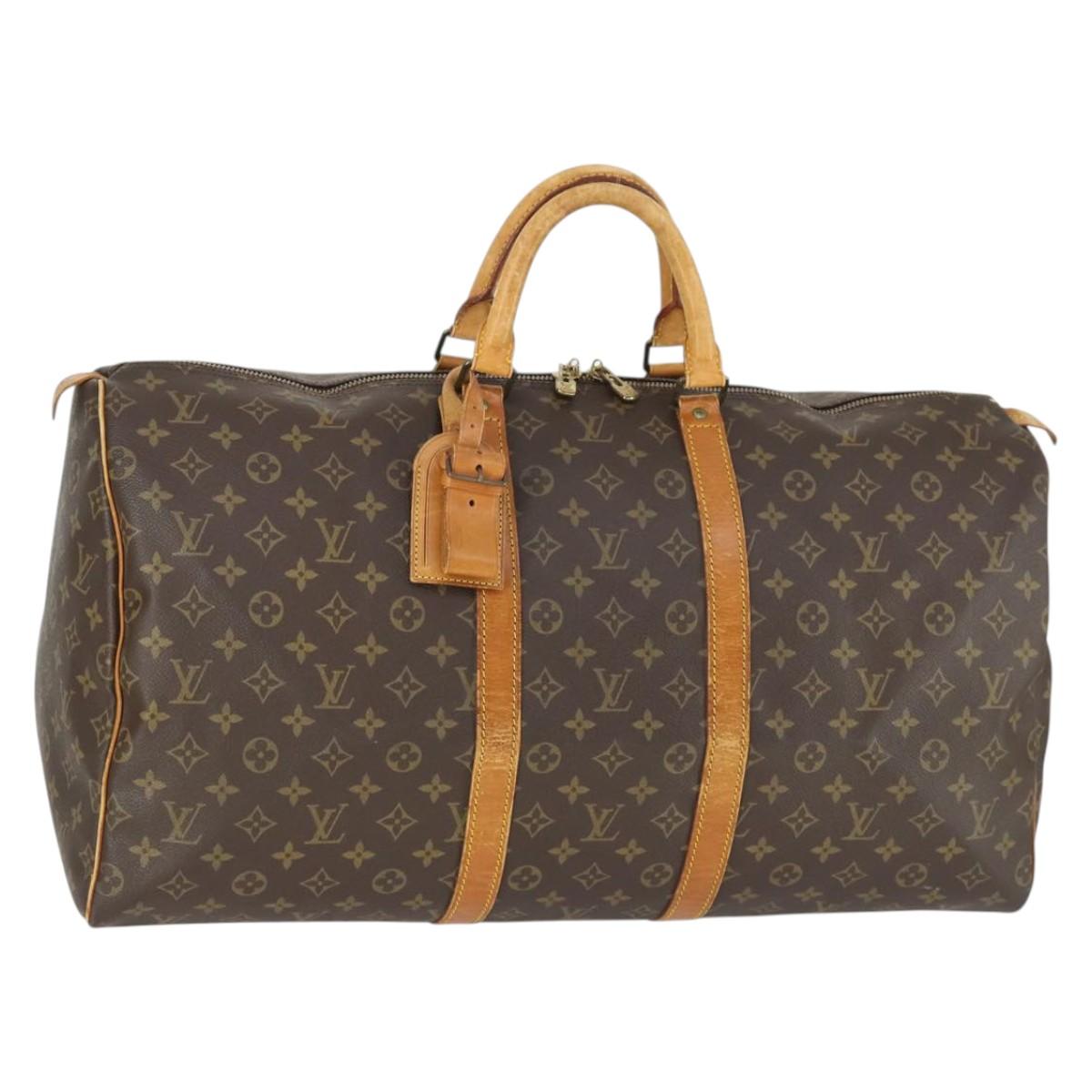 LOUIS VUITTON Monogram Keepall 55 Boston Bag M41424 LV Auth 168593