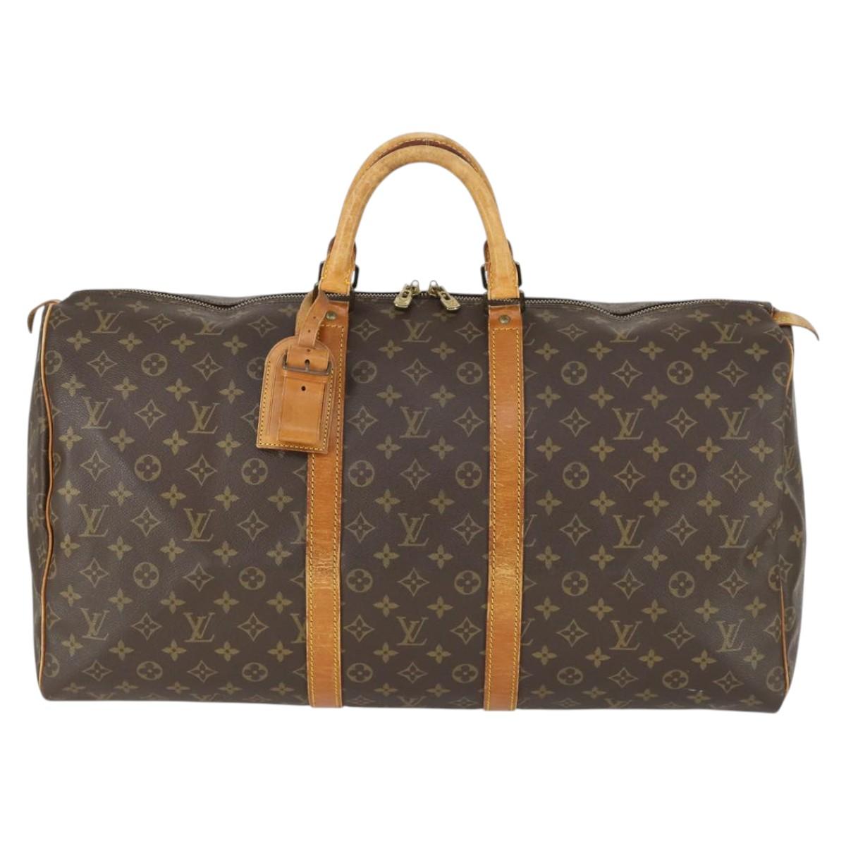 LOUIS VUITTON Monogram Keepall 55 Boston Bag M41424 LV Auth 168593