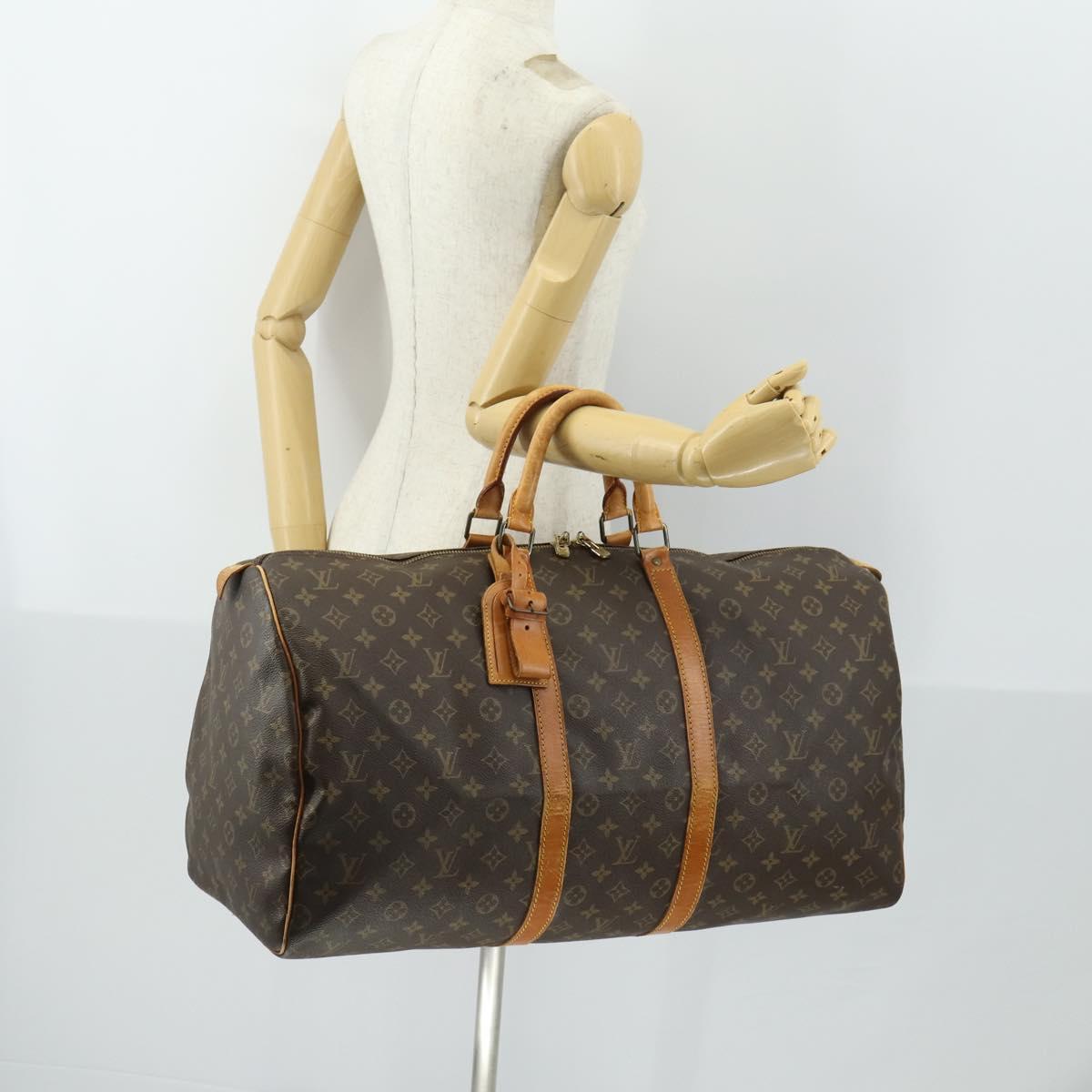 LOUIS VUITTON Monogram Keepall 55 Boston Bag M41424 LV Auth 168593