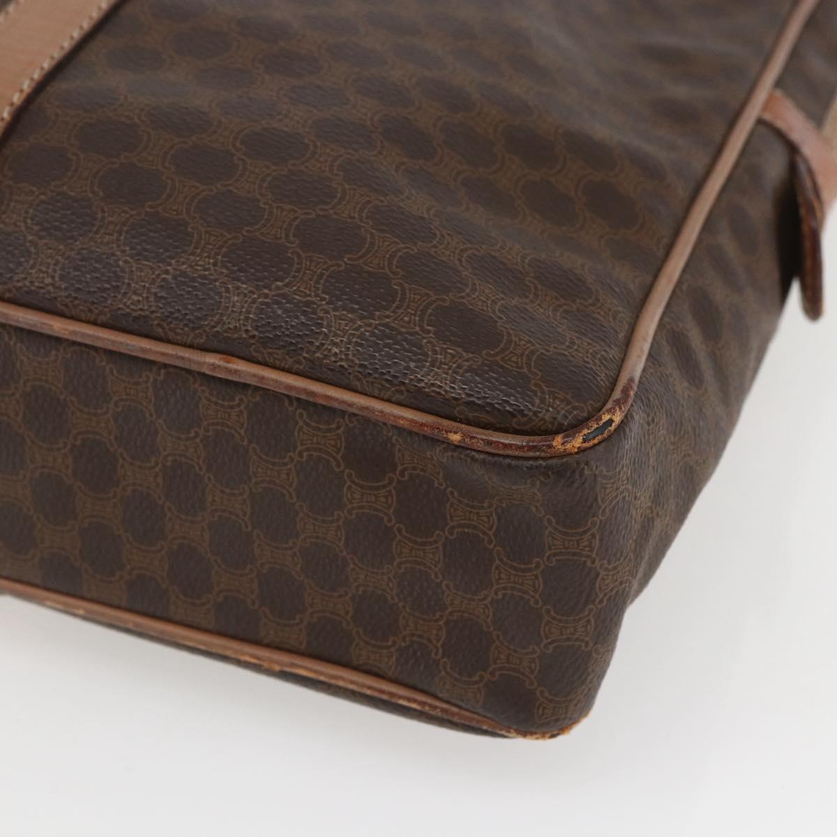 CELINE Macadam Canvas Business Bag PVC Leather Brown Gold Auth 168602