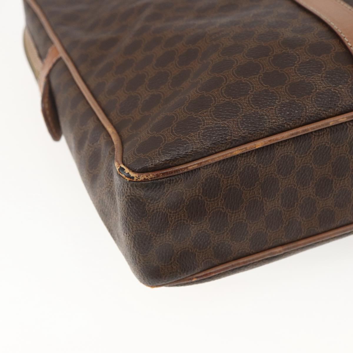 CELINE Macadam Canvas Business Bag PVC Leather Brown Gold Auth 168602