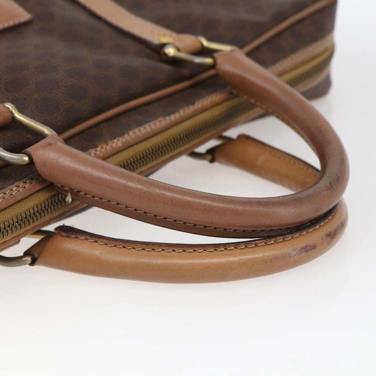 CELINE Macadam Canvas Business Bag PVC Leather Brown Gold Auth 168602