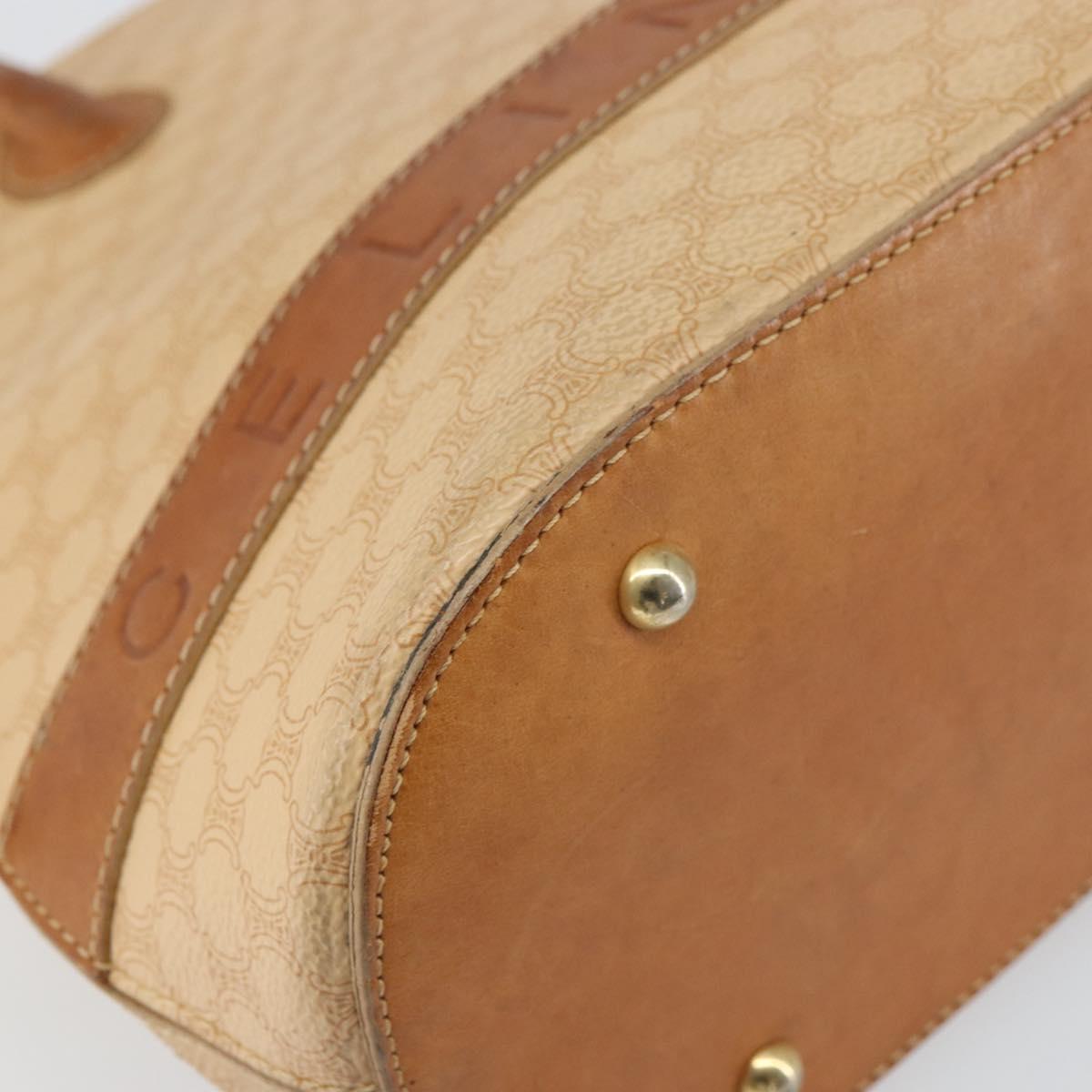 CELINE Macadam Canvas Hand Bag PVC Beige Gold Auth 168604
