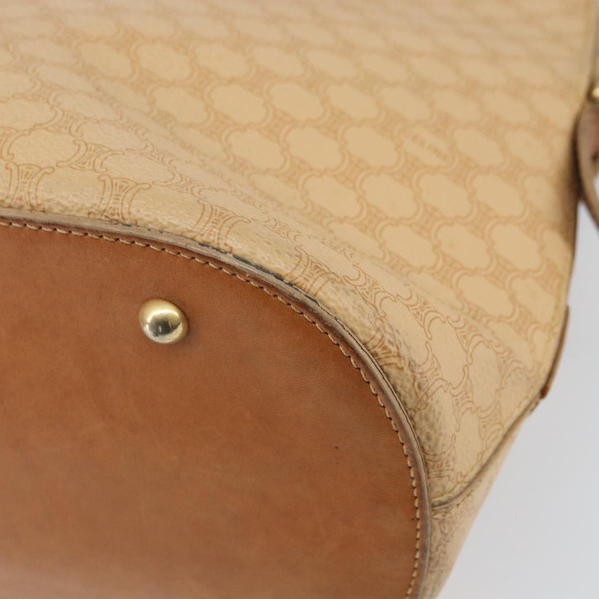 CELINE Macadam Canvas Hand Bag PVC Beige Gold Auth 168604