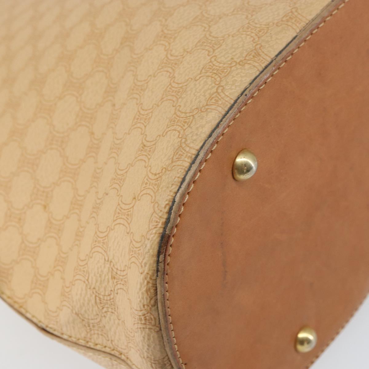CELINE Macadam Canvas Hand Bag PVC Beige Gold Auth 168604
