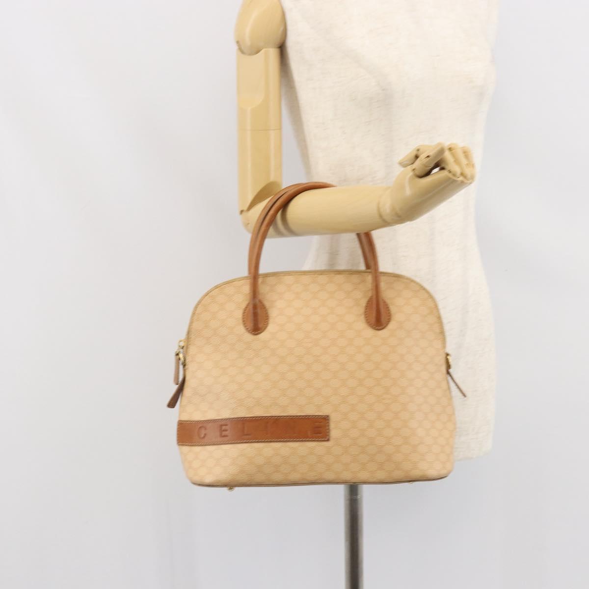 CELINE Macadam Canvas Hand Bag PVC Beige Gold Auth 168604