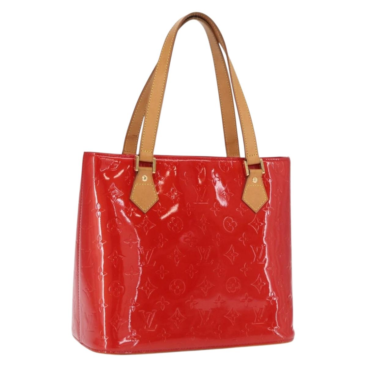LOUIS VUITTON Monogram Vernis Houston Hand Bag Red M91092 LV Auth 168608
