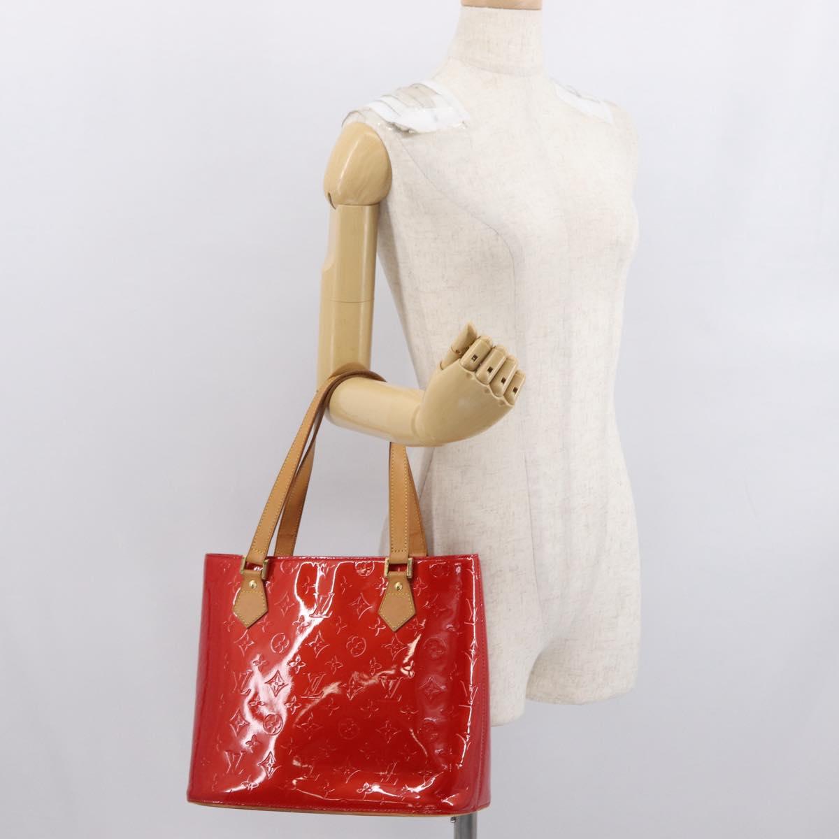 LOUIS VUITTON Monogram Vernis Houston Hand Bag Red M91092 LV Auth 168608