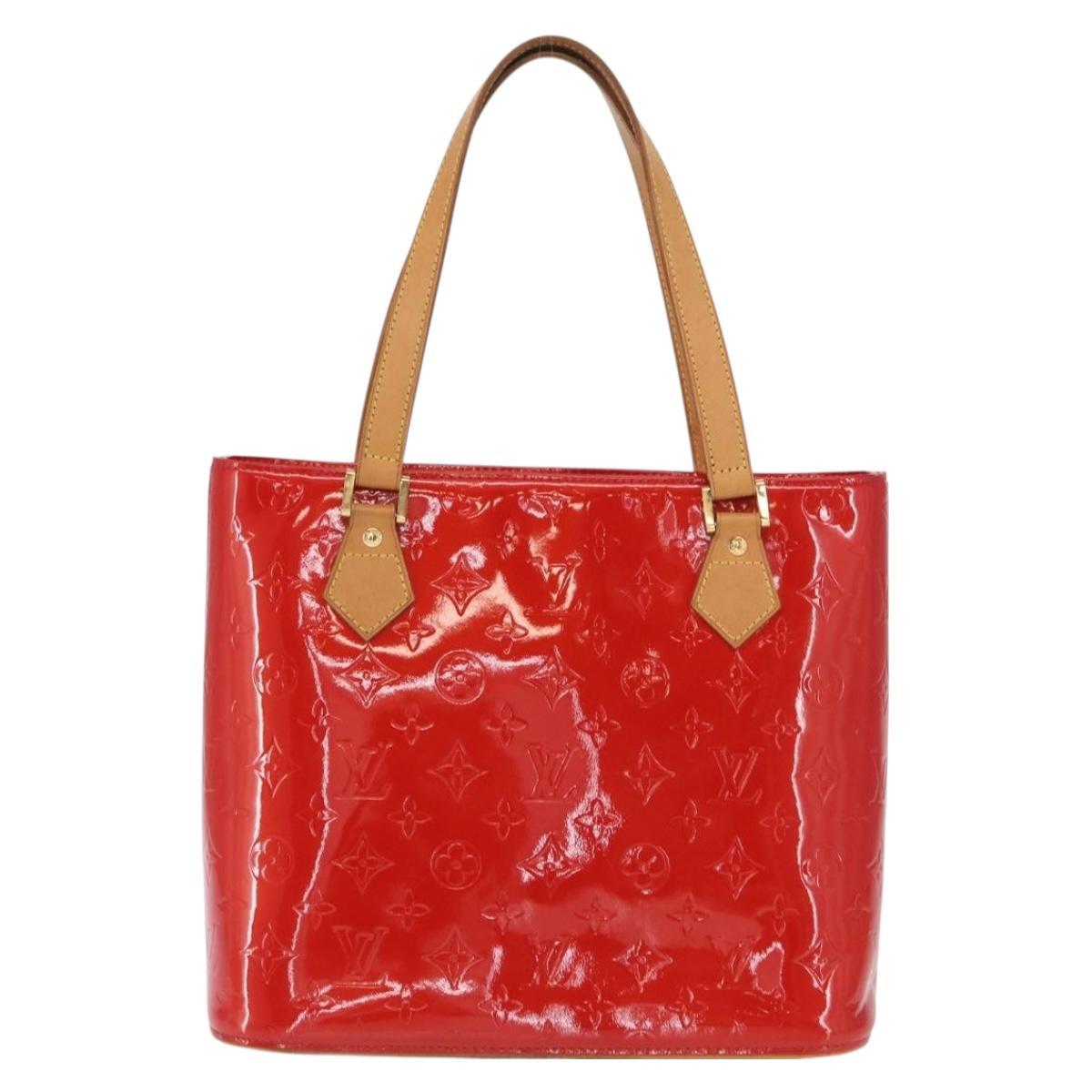 LOUIS VUITTON Monogram Vernis Houston Hand Bag Red M91092 LV Auth 168608
