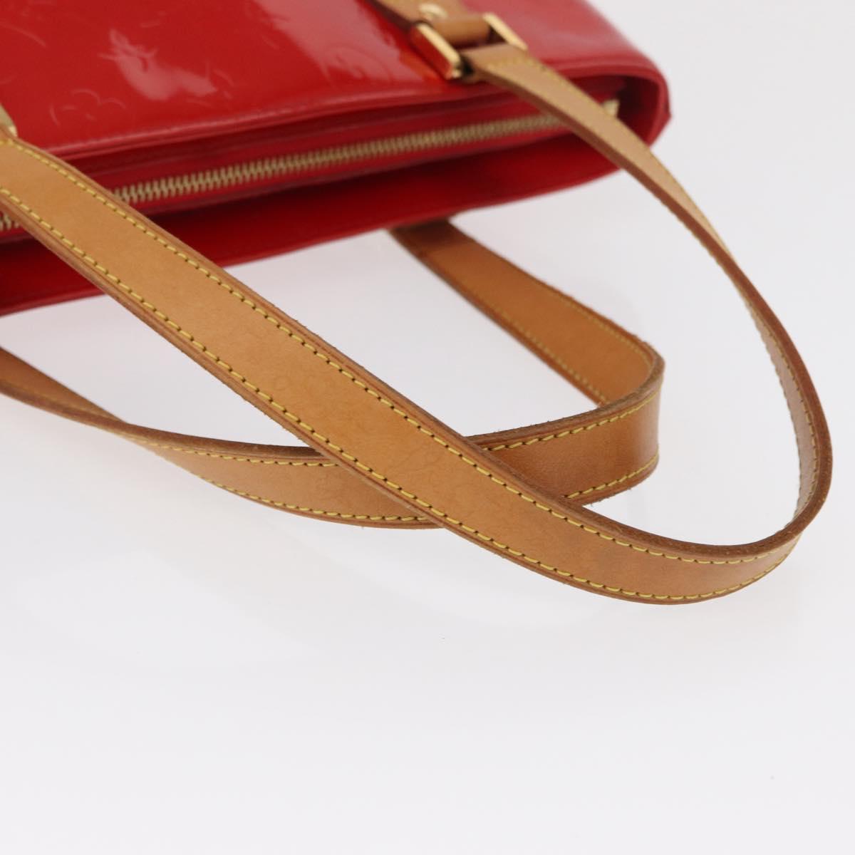 LOUIS VUITTON Monogram Vernis Houston Hand Bag Red M91092 LV Auth 168608