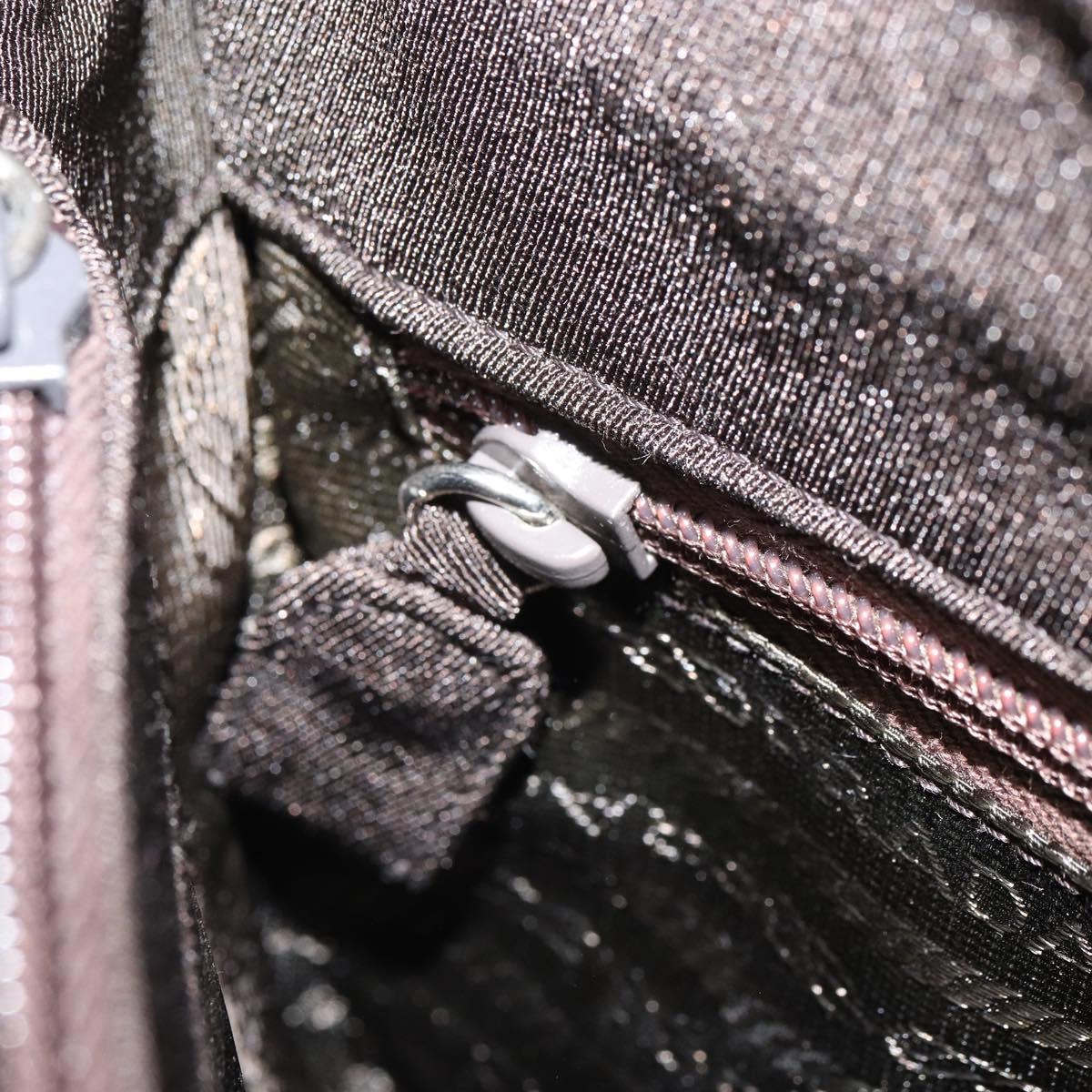 PRADA Hand Bag Cotton Khaki Silver Auth 168612