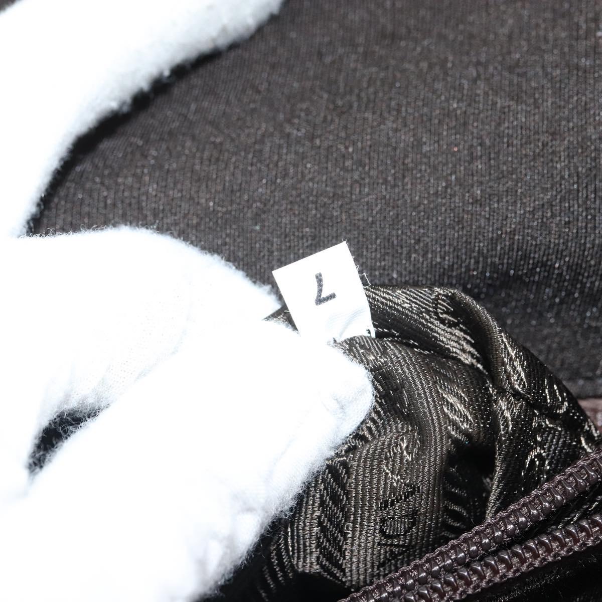 PRADA Hand Bag Cotton Khaki Silver Auth 168612