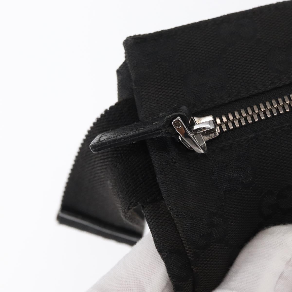 GUCCI GG Canvas Waist bag Black Silver 28566 Auth 168615