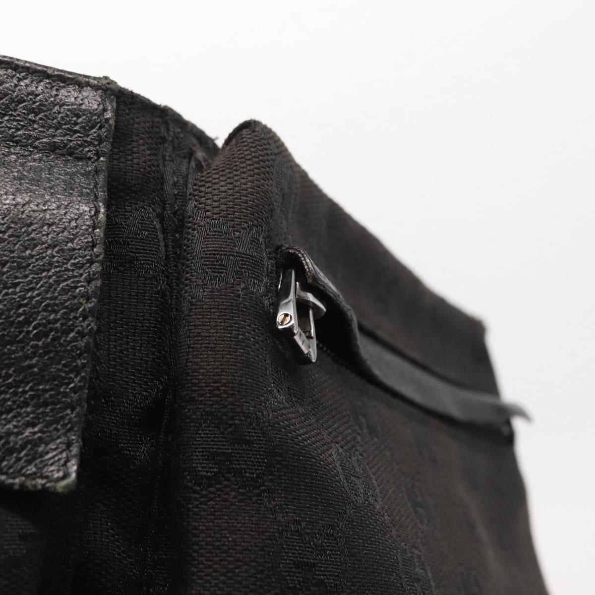 GUCCI GG Canvas Waist bag Black Silver 28566 Auth 168615