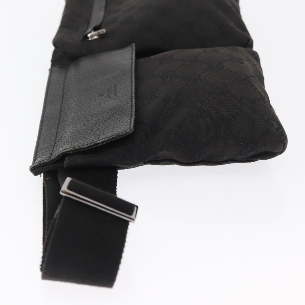 GUCCI GG Canvas Waist bag Black Silver 28566 Auth 168615