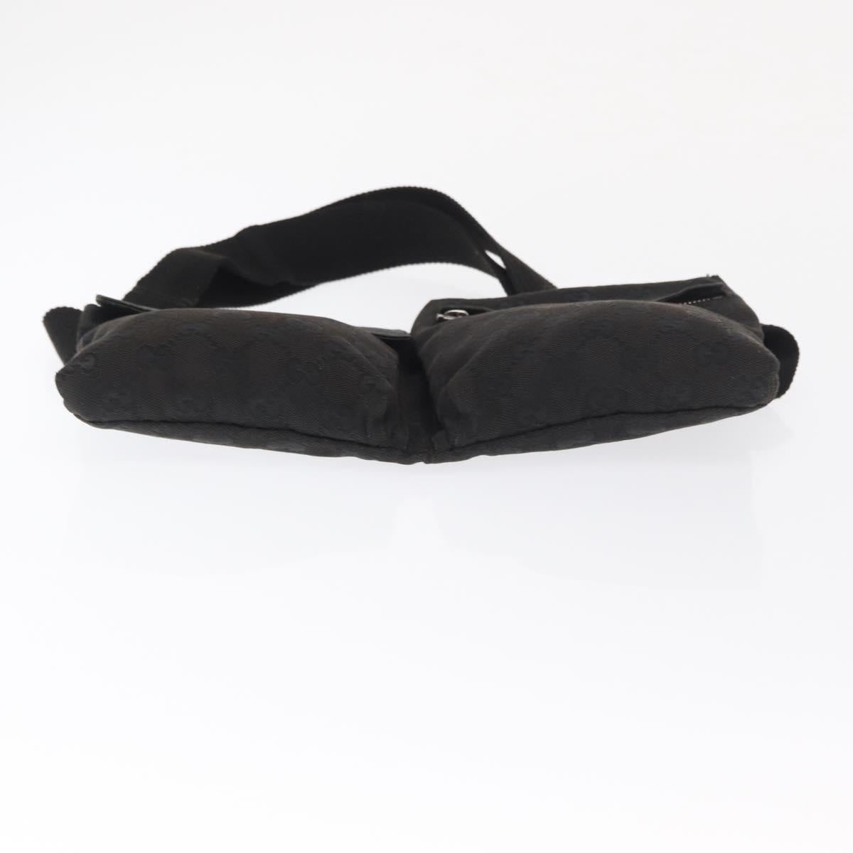 GUCCI GG Canvas Waist bag Black Silver 28566 Auth 168615