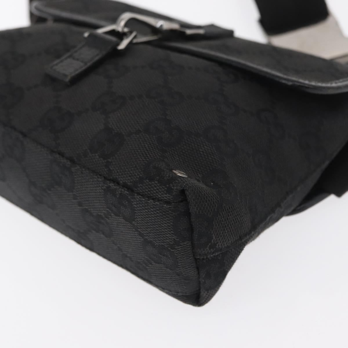 GUCCI GG Canvas Jackie Waist bag Black Silver 92543 Auth 168617
