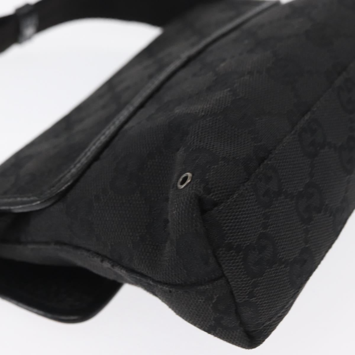 GUCCI GG Canvas Jackie Waist bag Black Silver 92543 Auth 168617